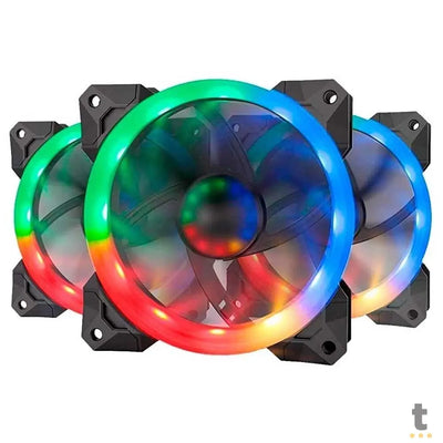 Kit c/ 3 Cooler Fan para Gabinete Redragon RGB 120mm - GC-F008