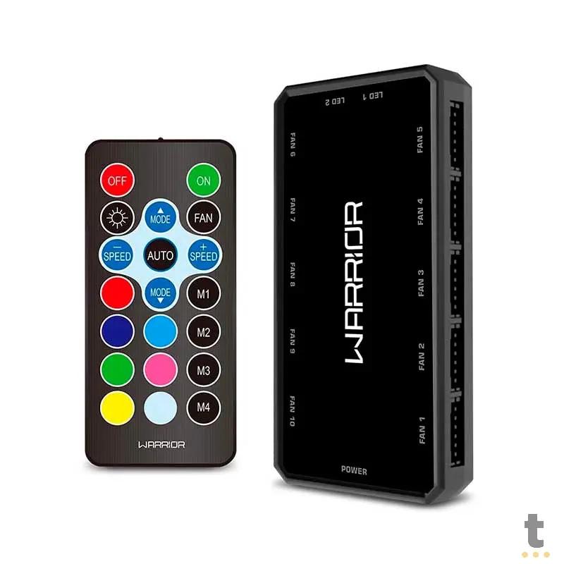 Kit c/ 3 Cooler Fan para Gabinete Warrior Cedric 120mm RGB Com Controlador 06 Pinos - GA184 Truedata