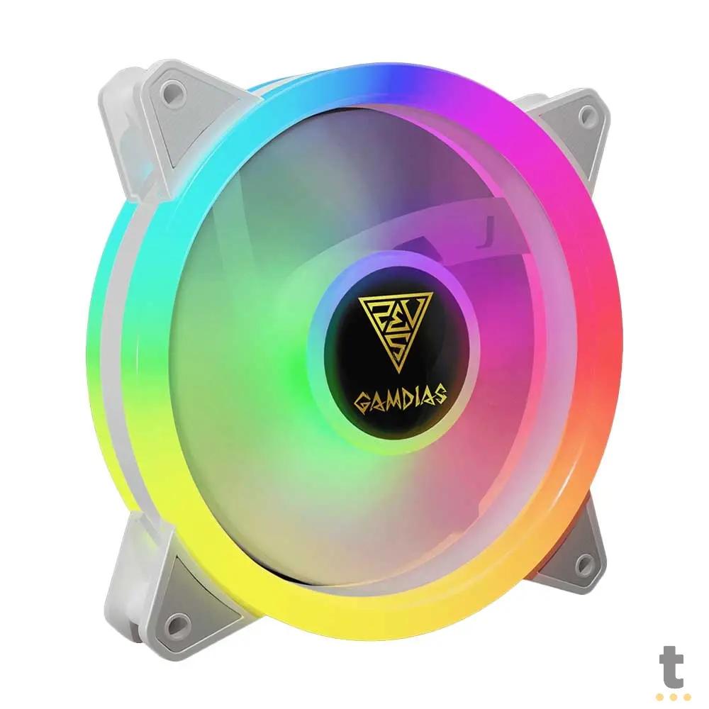 Kit c/ 4 Cooler Fan para Gabinete Gamdias Aeolus RGB 120mm Branco - M2-1204R WH Truedata