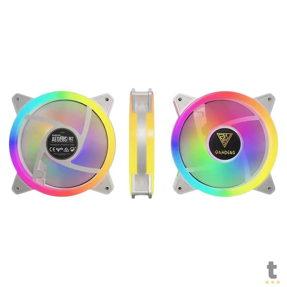Kit c/ 4 Cooler Fan para Gabinete Gamdias Aeolus RGB 120mm Branco - M2-1204R WH Truedata