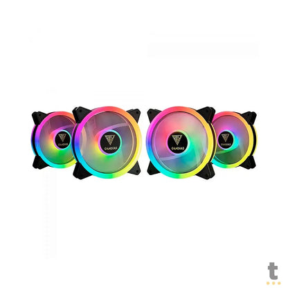 Kit c/ 4 Cooler Fan para Gabinete Gamdias Aeolus RGB 120mm C/ Fita Led e Controladora - M2-1204R ELITE Truedata