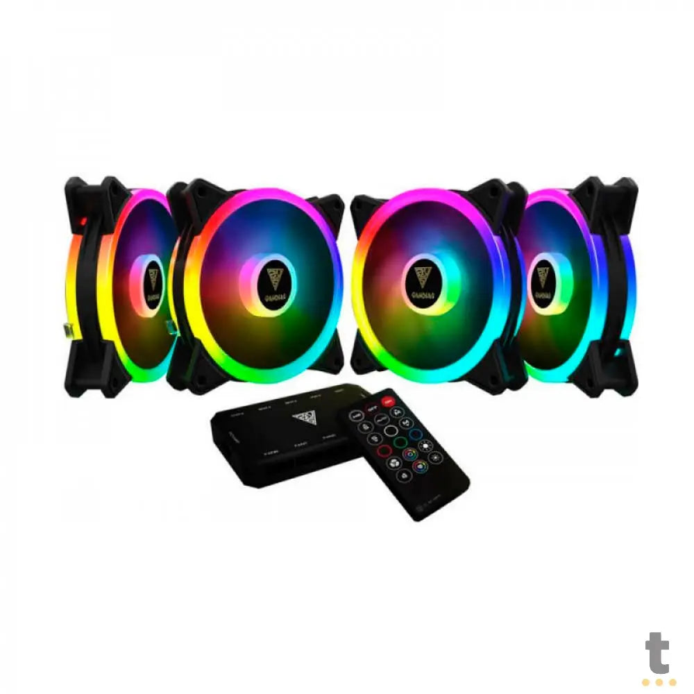 Kit c/ 4 Cooler Fan para Gabinete Gamdias Aeolus RGB 120mm C/ Fita Led e Controladora - M2-1204R ELITE Truedata