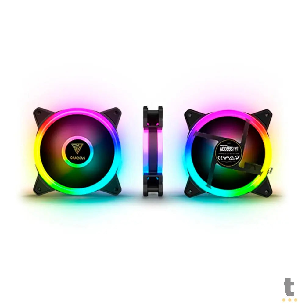 Kit c/ 4 Cooler Fan para Gabinete Gamdias Aeolus RGB 120mm C/ Fita Led e Controladora - M2-1204R ELITE Truedata