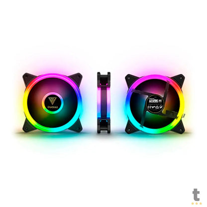 Kit c/ 4 Cooler Fan para Gabinete Gamdias Aeolus RGB 120mm C/ Fita Led e Controladora - M2-1204R ELITE Truedata