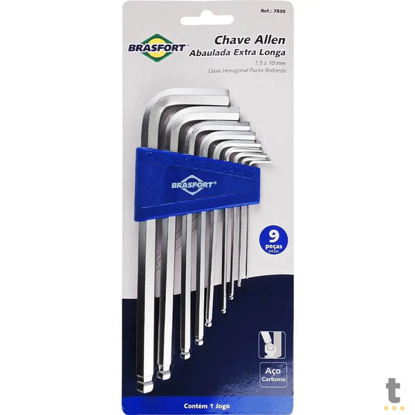 Kit de Chaves Hexagonais Allen Abaula com 9 Peças Brasfort - 72971