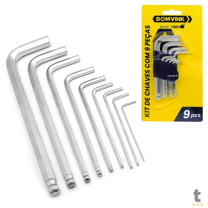 Kit de Chaves Hexagonais Allen Bomvink com 9 Peças - BOM-3201 Truedata