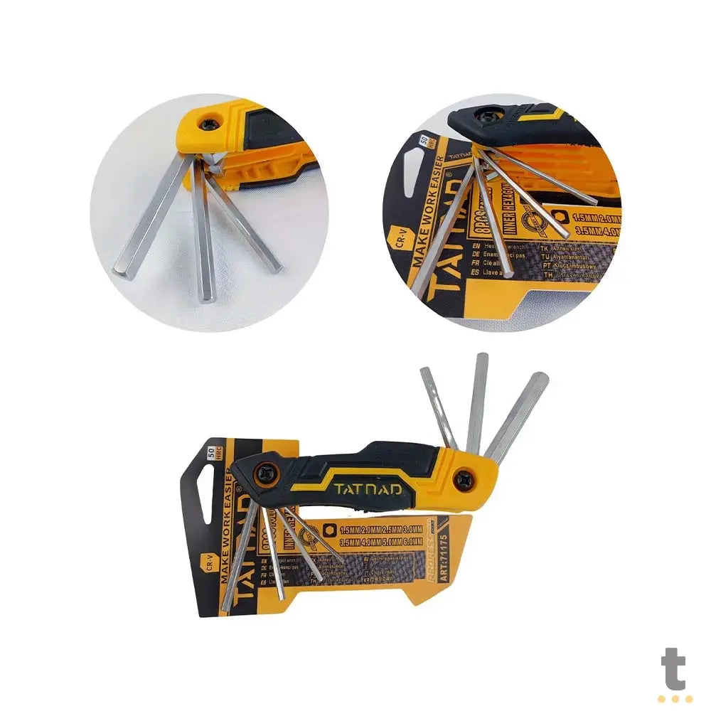 Kit de Chaves Hexagonais Canivete 8 Peças TatNad - ART-71176 Truedata