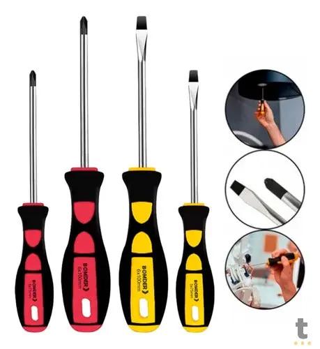 Kit de Chaves de Fenda e Philips Bomder 4 Peças - BOM-3111 Truedata