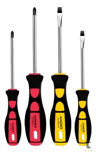 Kit de Chaves de Fenda e Philips Bomder 4 Peças - BOM-3111 Truedata