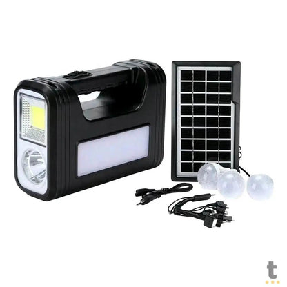 Kit de Energia Solar C/ Placa / Lanterna / Carregador USB e Lampadas Led - GDPLUS GD-8017 COB Truedata