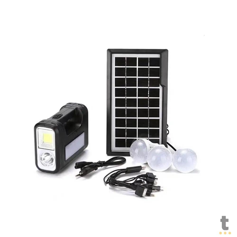 Kit de Energia Solar C/ Placa / Lanterna / Carregador USB e Lampadas Led - GDPLUS GD-8017 COB Truedata