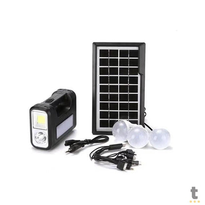 Kit de Energia Solar C/ Placa / Lanterna / Carregador USB e Lampadas Led - GDPLUS GD-8017 COB Truedata