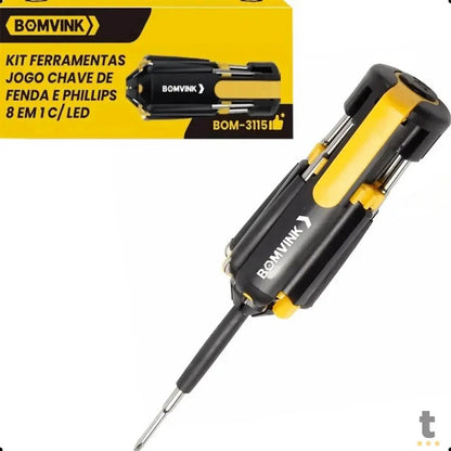 Kit de Ferramentas Portátil 8 em 1 C/ Led Bomvink - BOM-3115 Truedata