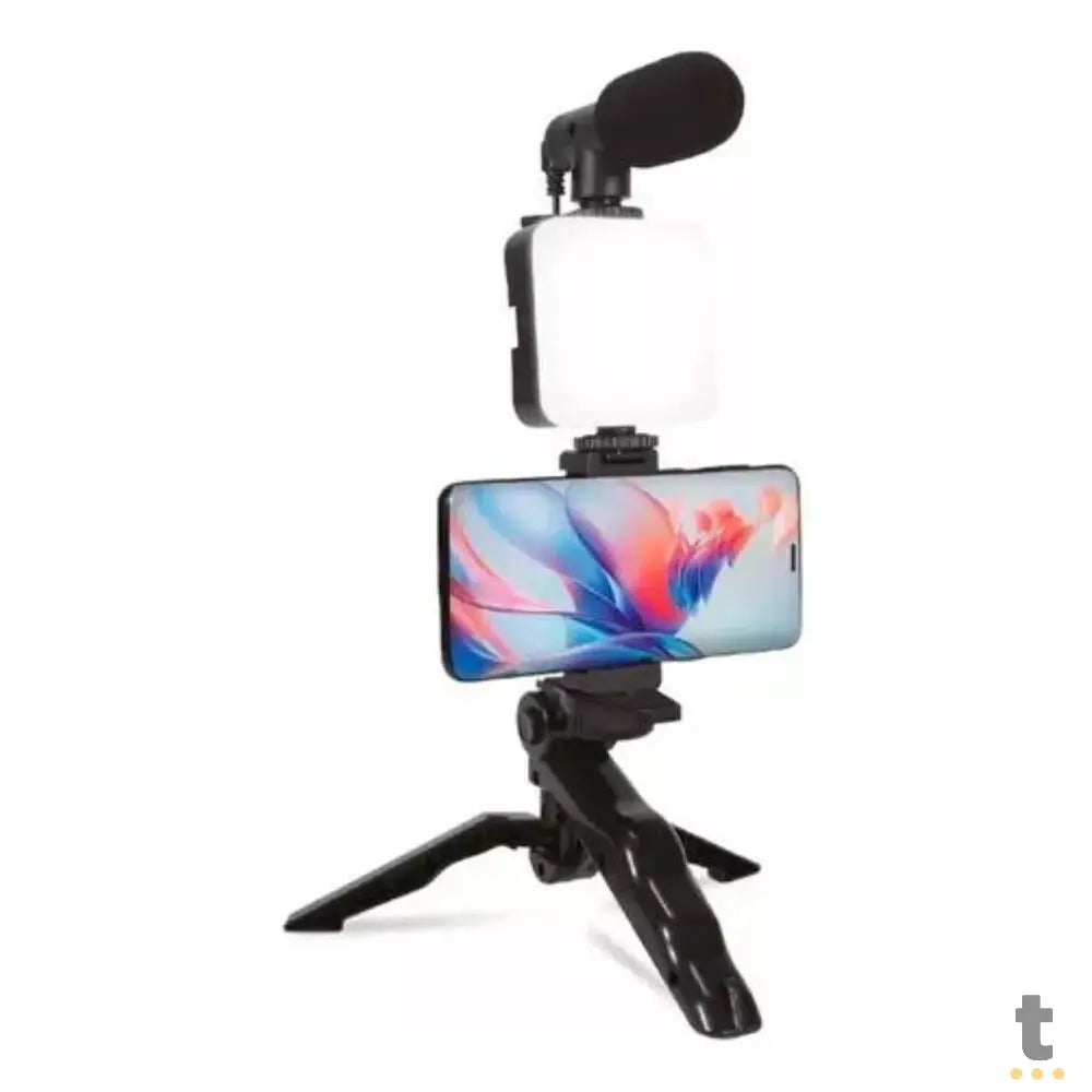 Kit de Iluminação Fotográfica C/ Suporte Tripé para Smartphone + Luz de Led e Microfone Oberon - OR-PL04 Truedata