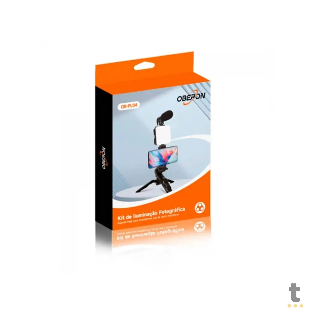 Kit de Iluminação Fotográfica C/ Suporte Tripé para Smartphone + Luz de Led e Microfone Oberon - OR-PL04 Truedata