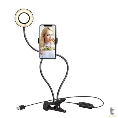 Kit de Iluminação Fotográfica E Live para Smartphone Ring Light Oberon- OR-PL32 Truedata