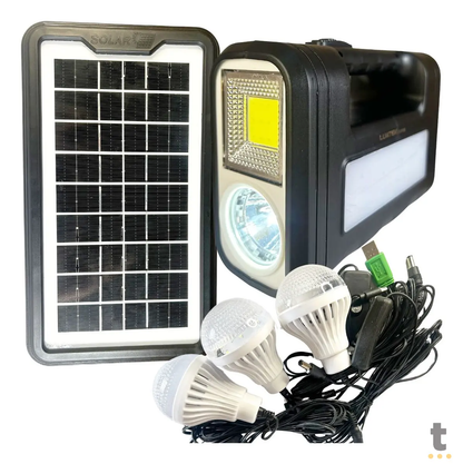 Kit de Iluminação Solar C/ Placa / Lanterna / Carregador USB e Lampadas Led Luatek - LK-3102 Truedata