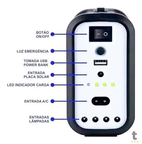 Kit de Iluminação Solar C/ Placa / Lanterna / Carregador USB e Lampadas Led Luatek - LK-3102 Truedata