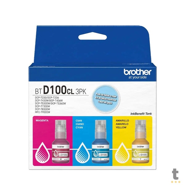 Kit de Refil De Tinta Brother BTD100 48,8ml - Ciano Amarelo e Magenta - BTD1003PK