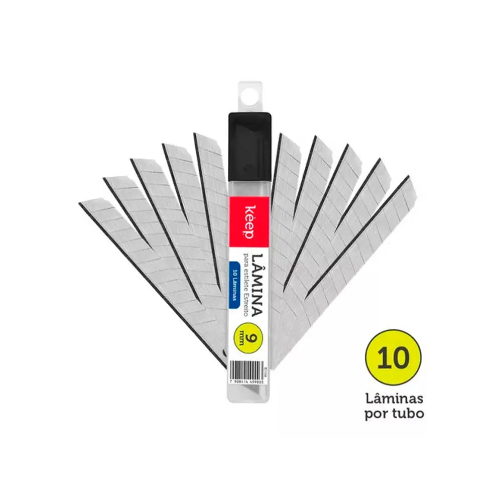 Lâmina para Estilete Estreito Keep 9mm Tubo com 10 Peças - EI168 Truedata