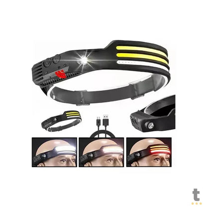 Lanterna de Cabeça Head Light com COB Indução 500lm Recarregável 2000Mah Bomvink - BOM-4008 Truedata