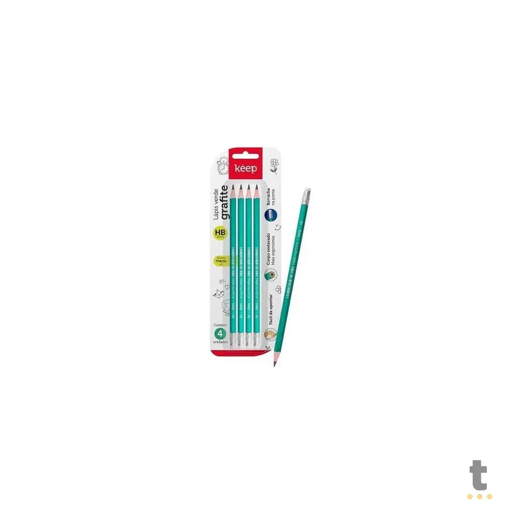 Lápis Preto HB Keep com Borracha (Blister c/ 4 Unidades) - EI103 Truedata