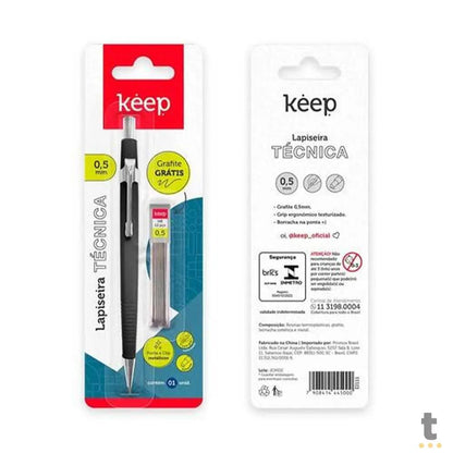 Lapiseira Técnica Keep 0,5mm Preta + Tubo de Grafite Blister - EI111 Truedata