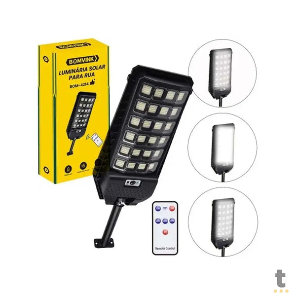 Luminária LED C/ Sensor e Painel de Carregamento Solar 3600Mah Bomvink - BOM-4210