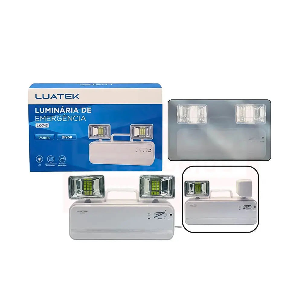 Luminária de Emergência Led 7500K Ajustável Bivolt Luatek - LK-743 Truedata