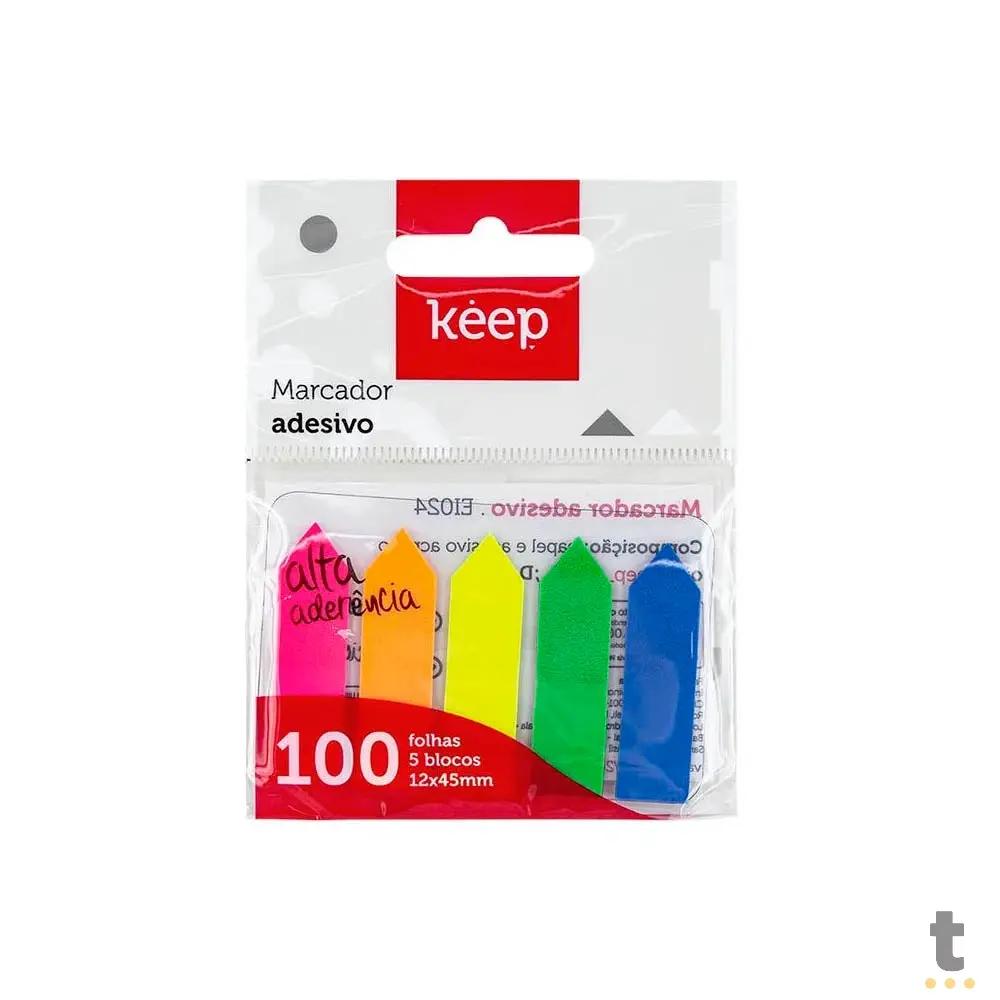 Marcador Pagina Adesivo Seta 12x44mm 5 Cores Neon 100 Folhas Keep - EI024 Truedata