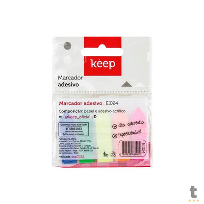 Marcador Pagina Adesivo Seta 12x44mm 5 Cores Neon 100 Folhas Keep - EI024 Truedata