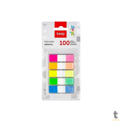 Marcador de Página Flag Pop-Up 12x45mm 5 Cores Neon 100 Folhas Keep - EI023 Truedata