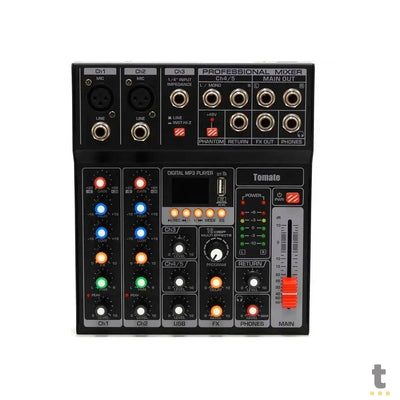 Mesa De Som Tomate USB Mixer 5 Canais TYT-005