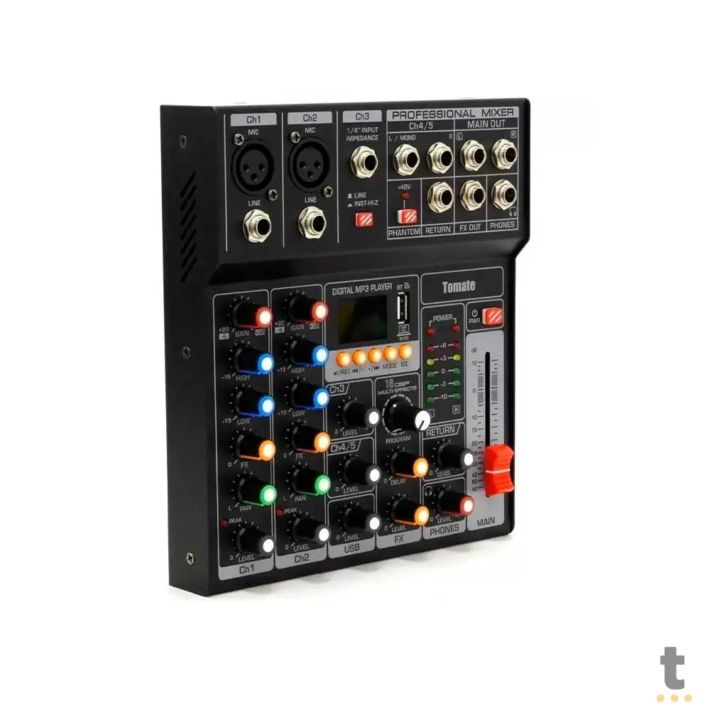 Mesa De Som Tomate USB Mixer 5 Canais TYT-005 Truedata