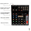 Mesa De Som Tomate USB Mixer 5 Canais TYT-005 Truedata