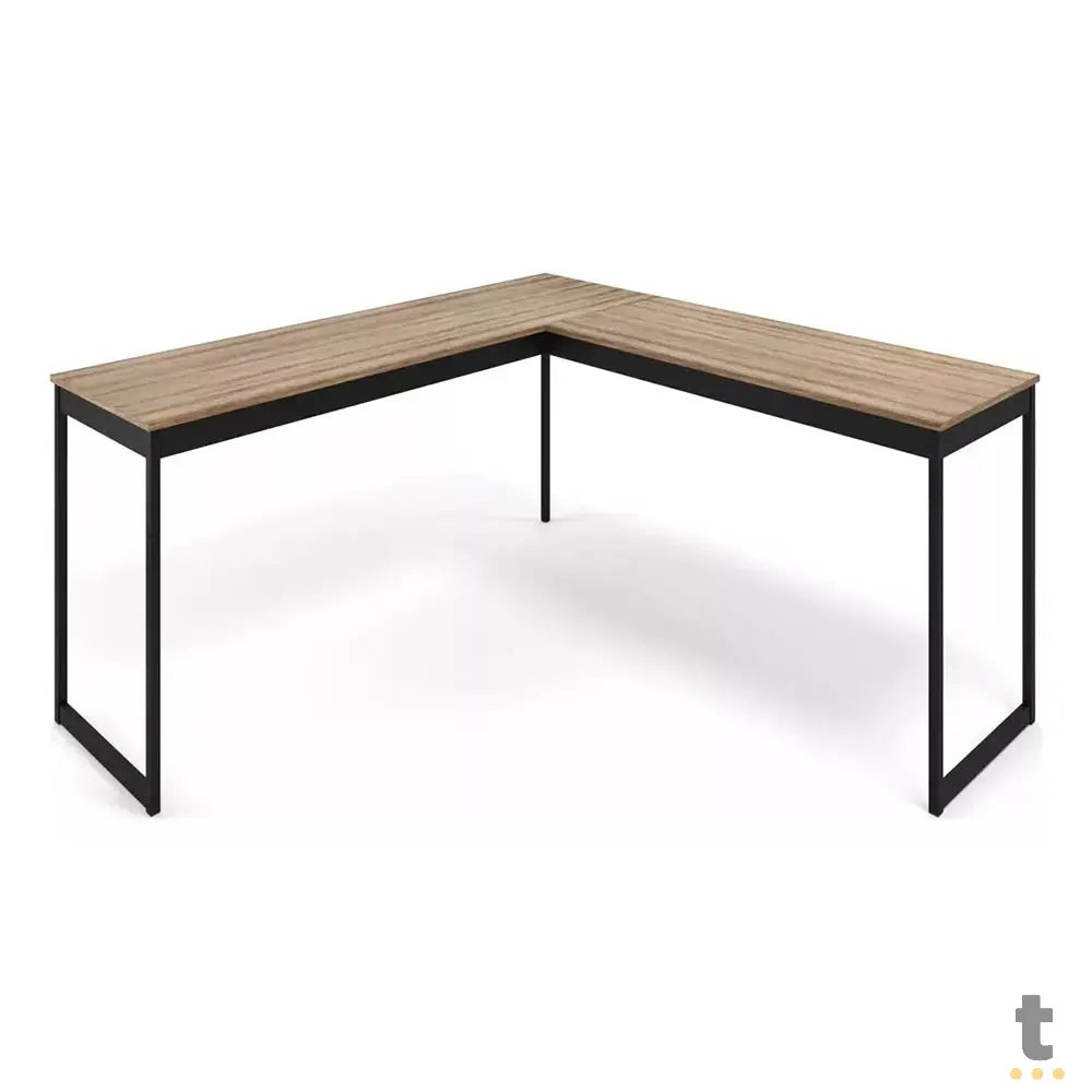 Mesa Em L Industrial De Canto em Ferro E Madeira E-led - Tampo Laminado Em Cobre Truedata