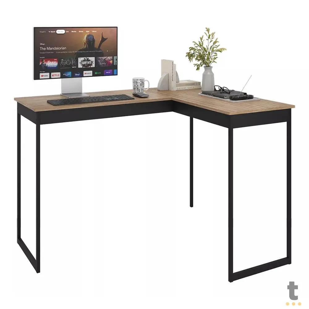 Mesa Em L Industrial De Canto em Ferro E Madeira E-led Truedata