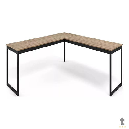 Mesa Em L Industrial De Canto em Ferro E Madeira E-led Truedata