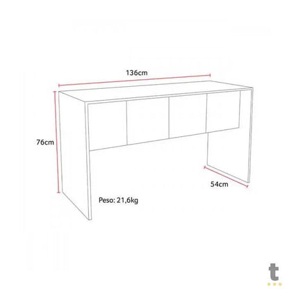 Mesa para Computador MDP/MDF 136cm Branco Fosco Multilaser - EI075 Truedata
