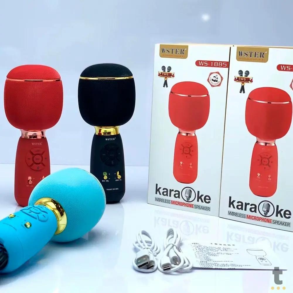 Microfone / Caixa de Som Wireless Sem Fio WSter - WS-1885 Truedata