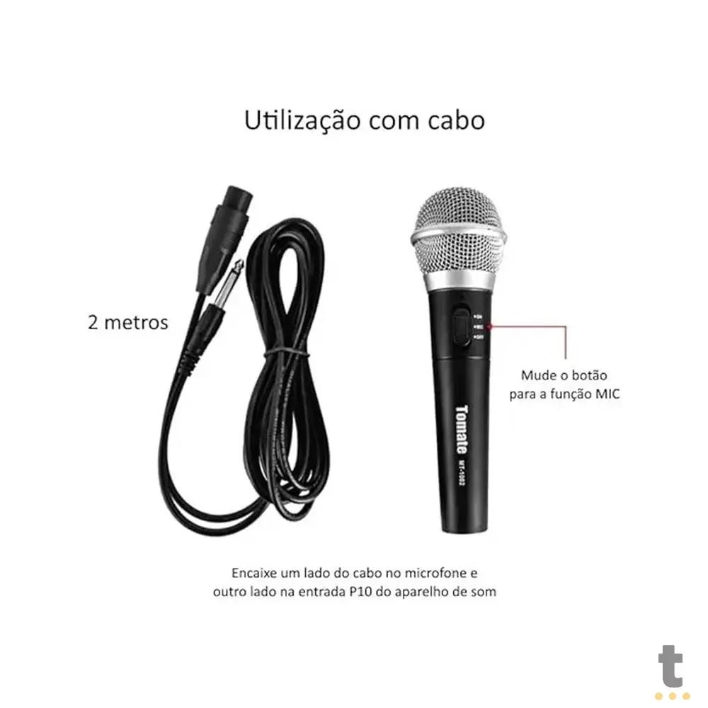 Microfone Com / Sem Fio 2.4G C/ Redução de Ruído HD 30m Profissional Tomate - MT-1201 Truedata