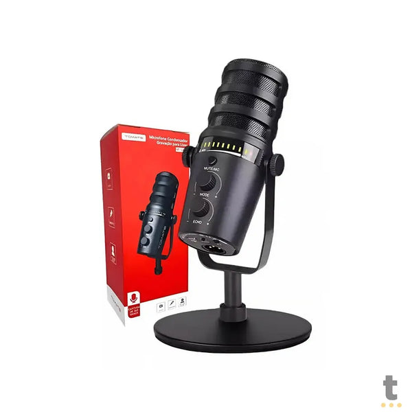Microfone Condensador Para Gravação / Lives Tomate XLR USB C/ Suporte de Mesa - MT-1080R