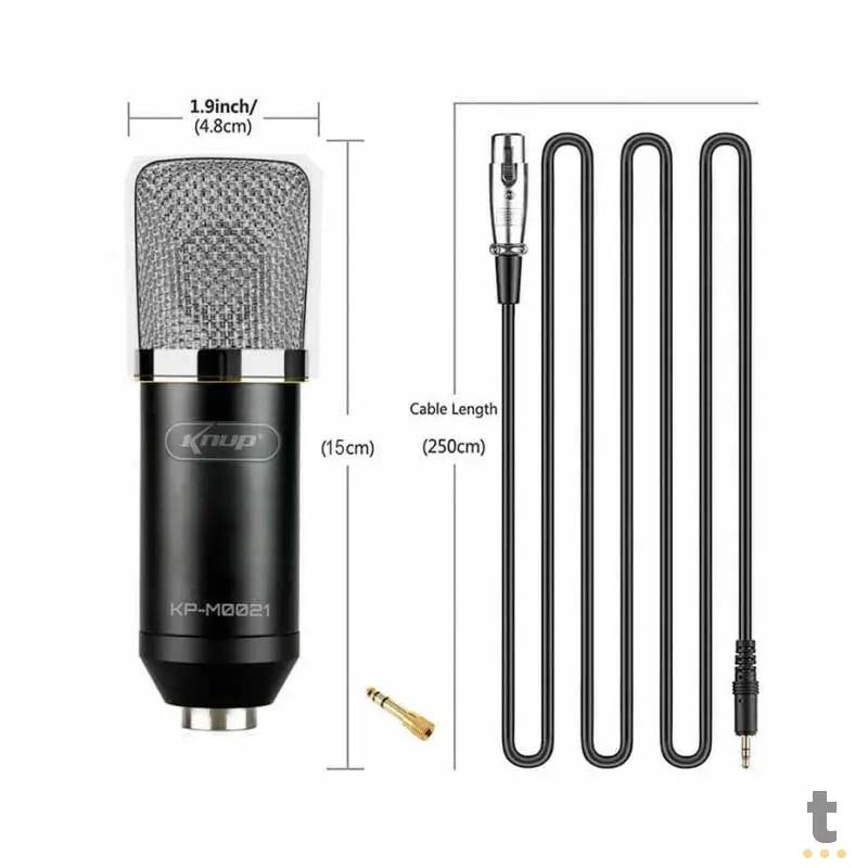 Microfone Condensador Unidirecional 20Khz Com Fio P2 P10 Alta Definicao Knup Kp-M0021 Truedata