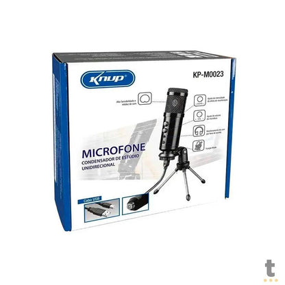 Microfone Estúdio Condensador De Mesa C/ Tripé Para Computador Knup USB - Kp-M0023 Truedata