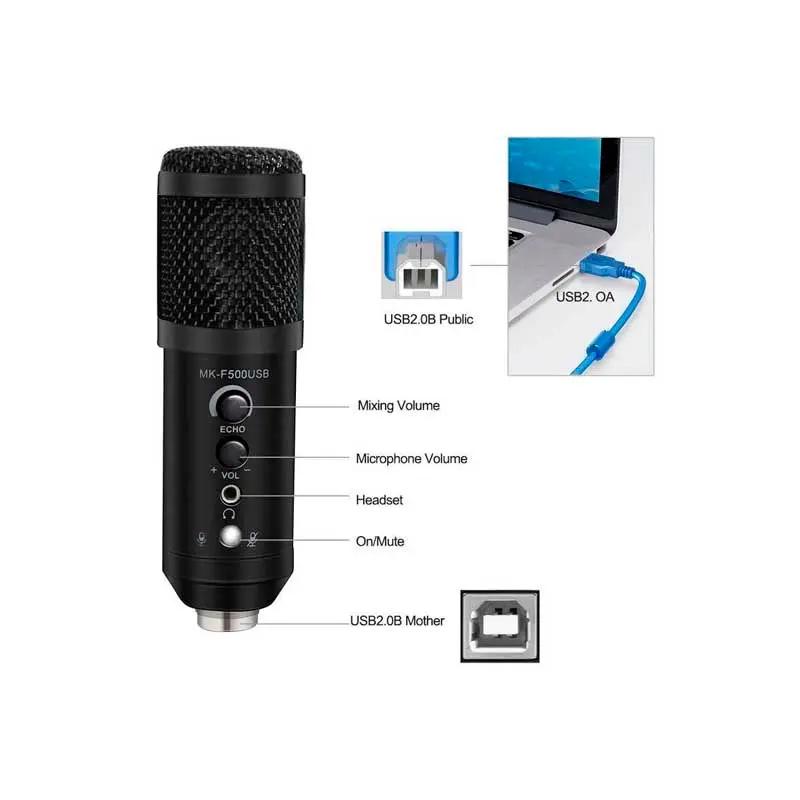 Microfone Estúdio Condensador De Mesa C/ Tripé Para Computador Knup USB - Kp-M0023 Truedata