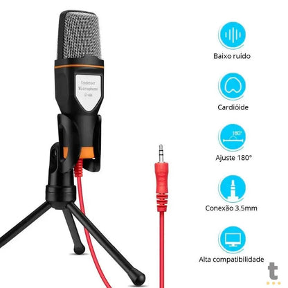 Microfone Para Computador Com Suporte Condensador Riomarteg SF-666 P2 Truedata