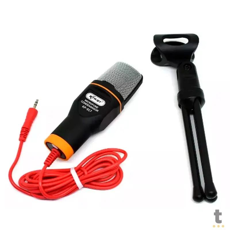 Microfone Para Computador Com Suporte Micro Condensador Knup Kp-917 P2 Truedata