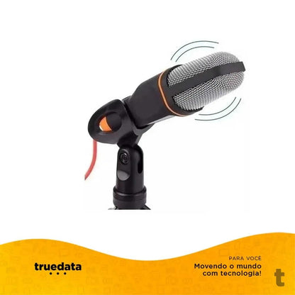 Microfone Para Computador Com Suporte Micro Condensador Tomate MT-021 USB Preto Truedata
