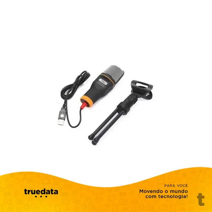 Microfone Para Computador Com Suporte Micro Condensador Tomate MT-021 USB Preto Truedata