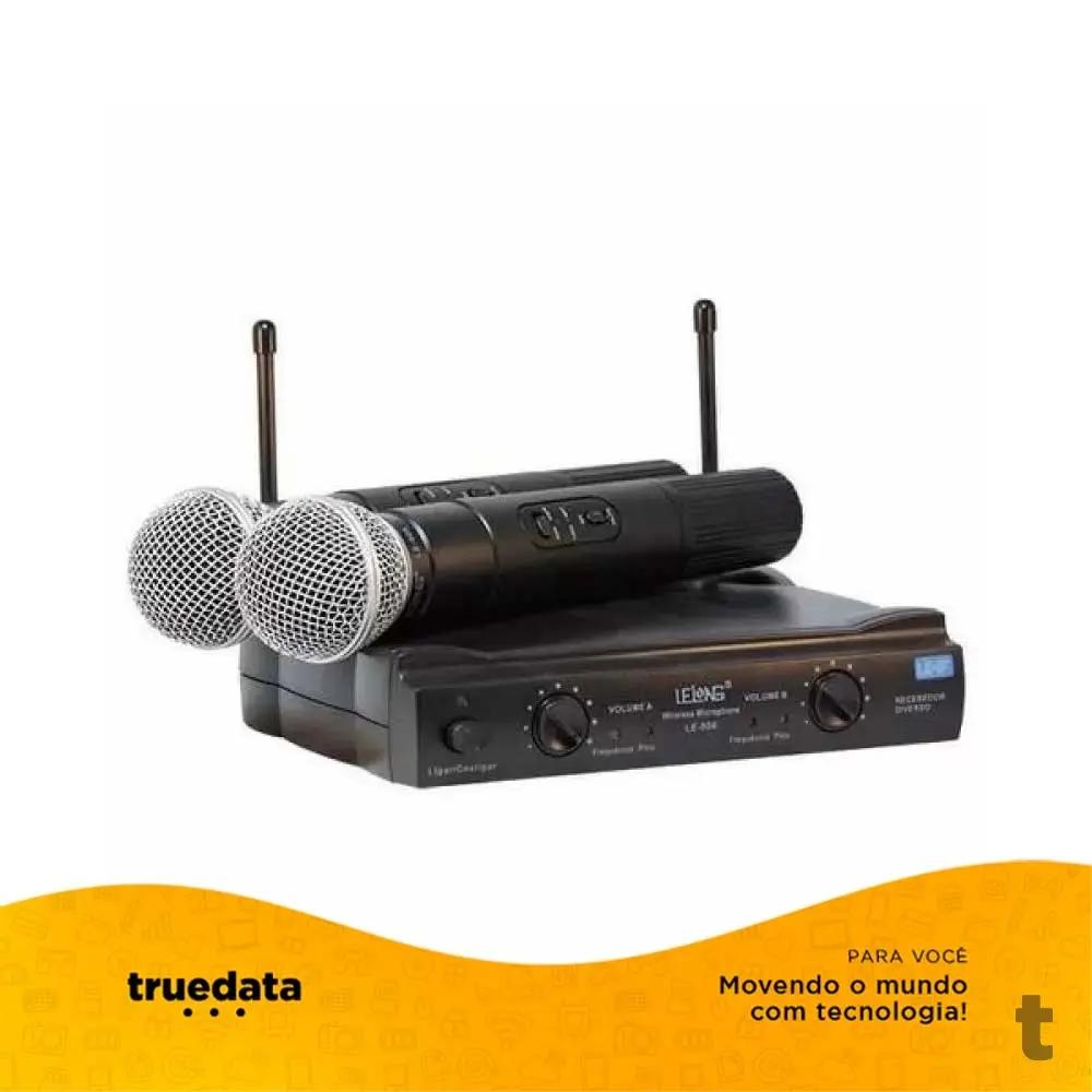 Microfone Profissional Sem Fio Lelong Le-906 Duplo Truedata